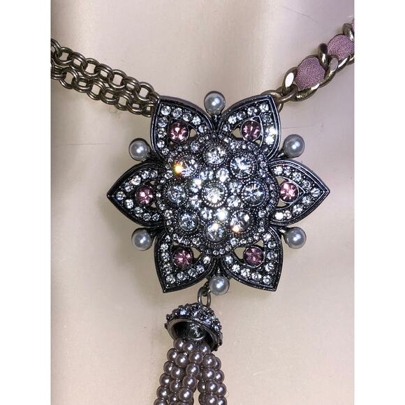 CHLOE + ISABEL crystal lotus tassel statement necklace - N129 - Picture 2 of 7